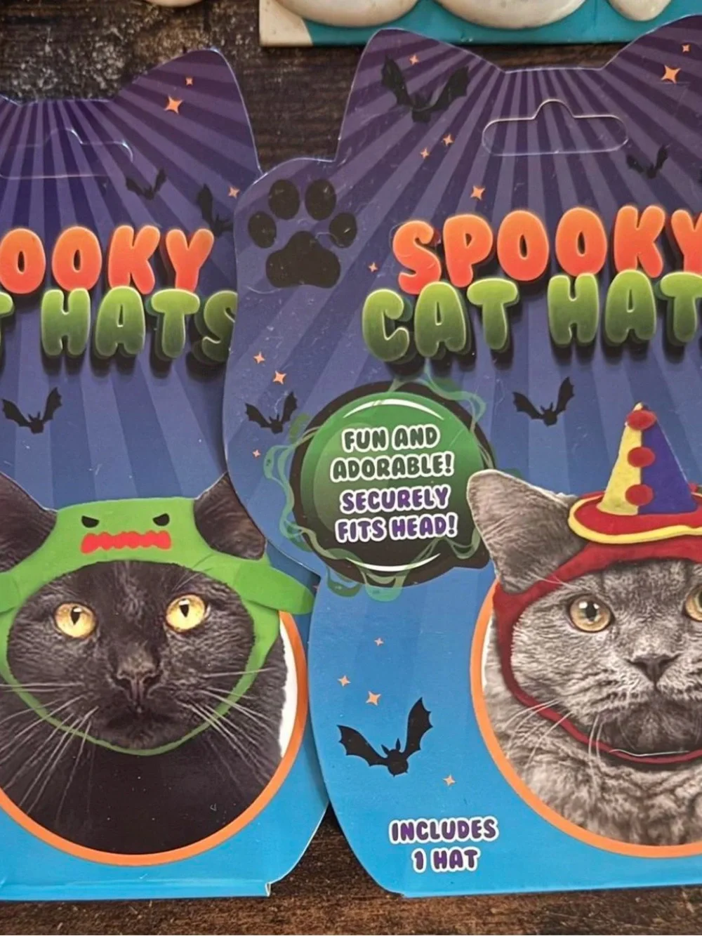 Halloween Cat Hat Collection — Purple, Green, Black & White Festive Caps